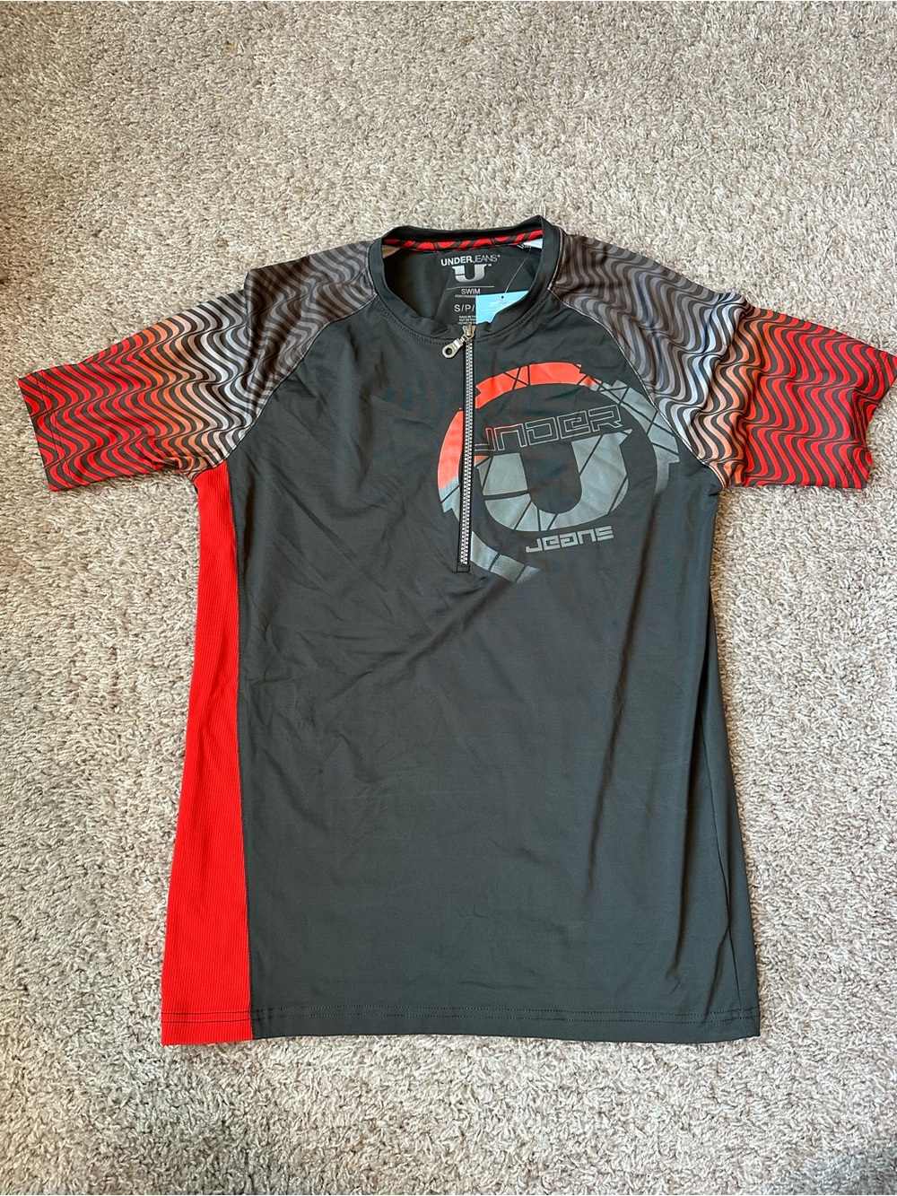 UnderJeans Men's Short Sleeve Performance Rashguard Shirt Small